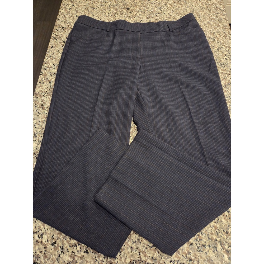 Roz & Ali Navy Blue Plaid Straight Leg Dress Pants Womens Size 16 Workwear